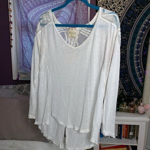 Free People White Long Sleeve w/ Lace Back